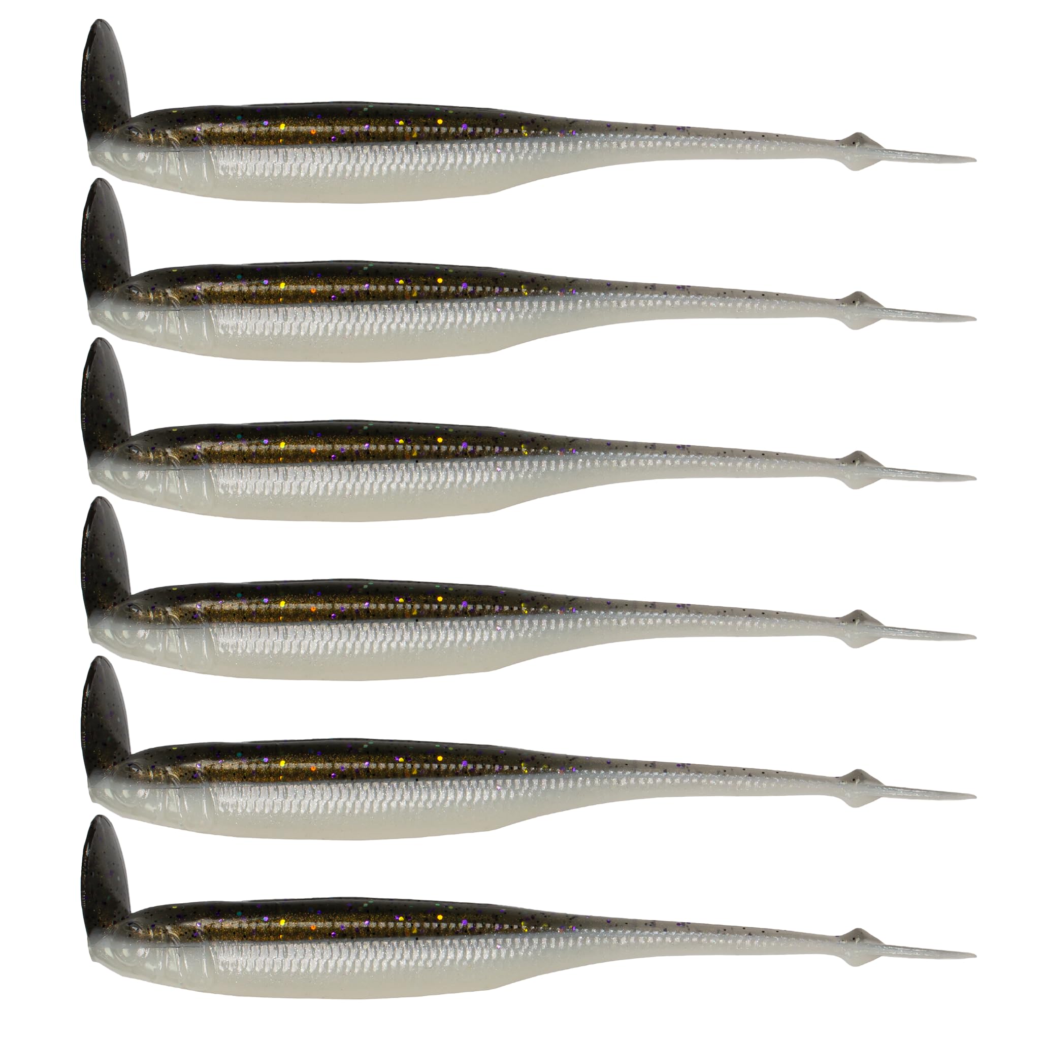 6th Sense – Strobe Shaker 3.7 Soft Plastic Bass Fishing Lure, Rolling Minnow Bait, 6 Pack
