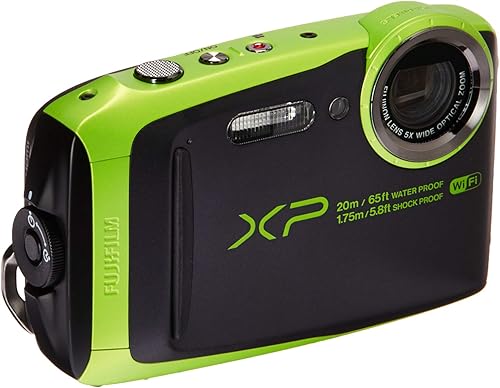 Fujifilm 600019756 FinePix XP120 - Cámara digital Wi-Fi resistente al agua y a prueba de golpes, negro/verde lima