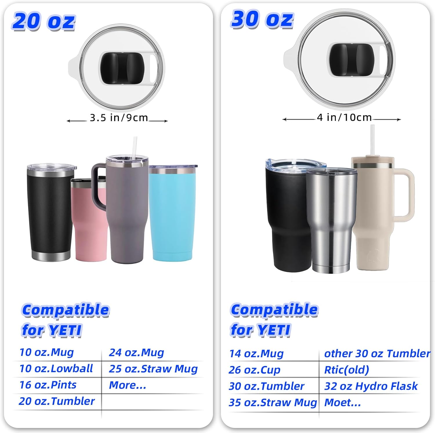 2 Pack Replacement Tumbler Lid for YETI 30 oz Tumbler, 14 oz Mug and 35 oz Straw Mug Replacement Cover with Magnetic Slider Switch (30oz, Black) - Image 3