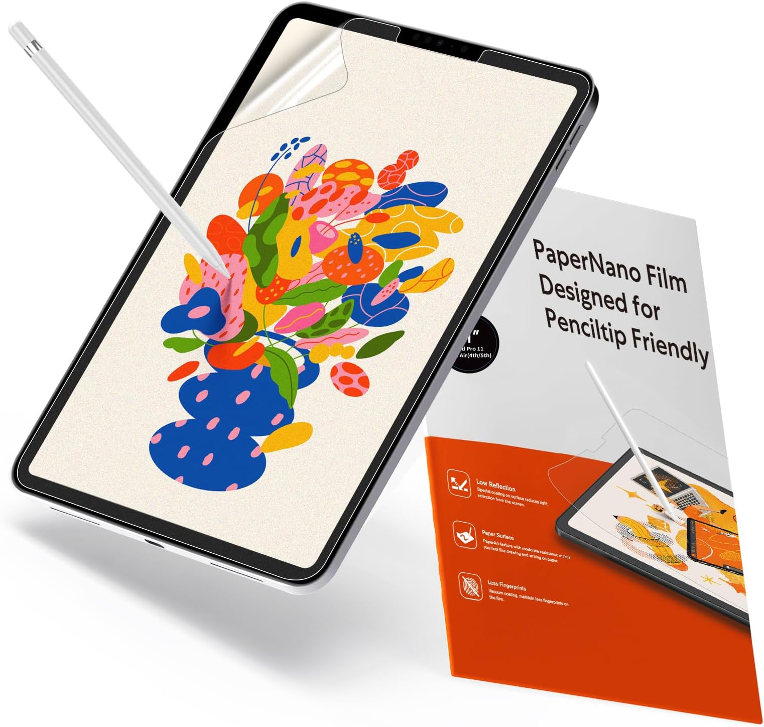 KCT 2 Pack Paperfeel Screen Protector Compatible with iPad Pro 11 Inch (2022&2021&2020&2018) / iPad Air 5th&4th (10.9 inch, 2022&2020) Matte for Drawing, Anti Glare and Easy Installation