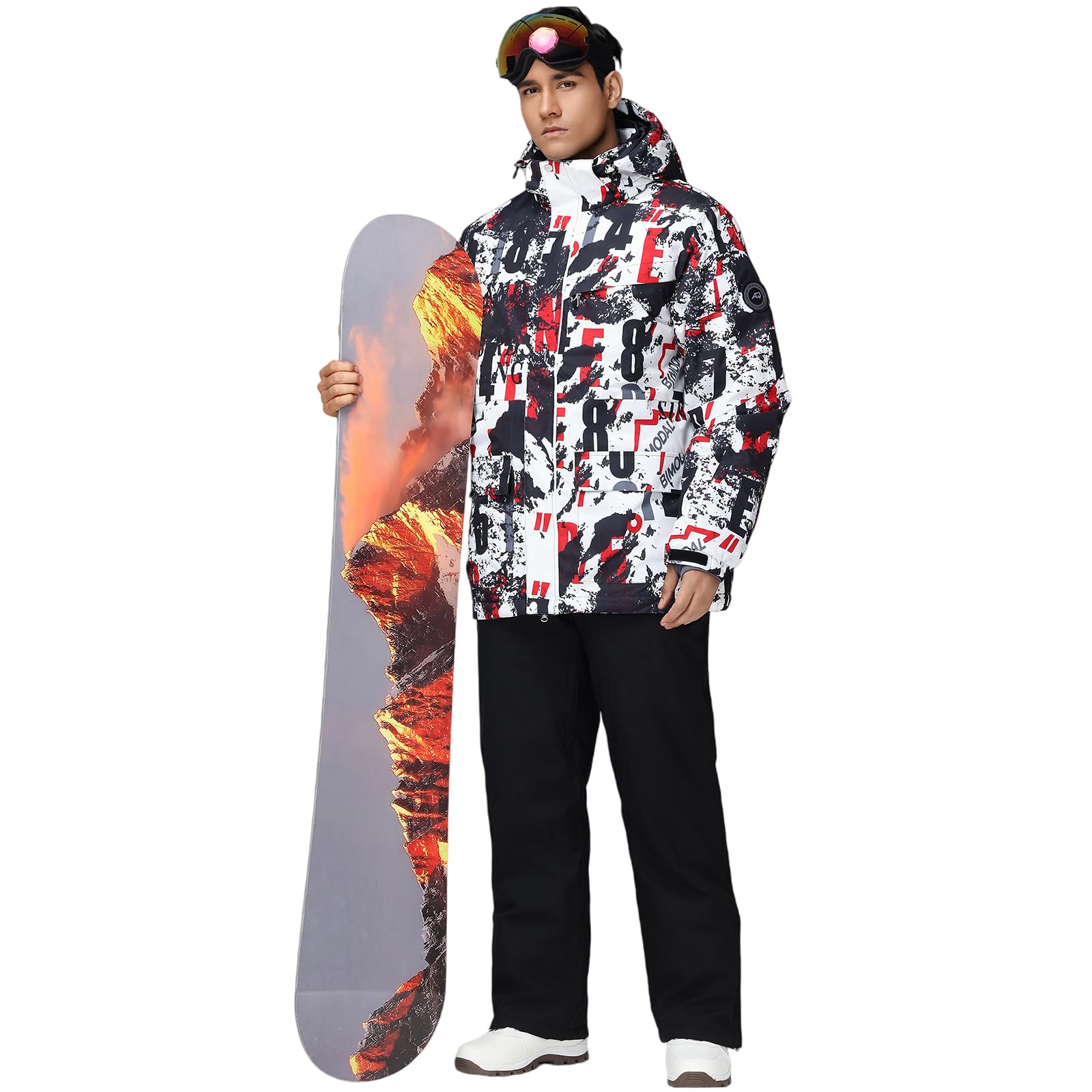 HOUZONIY Conjunto de traje de esquí para hombre, traje de nieve cálido a prueba de viento, traje de nieve de 2 piezas (238+negro M)