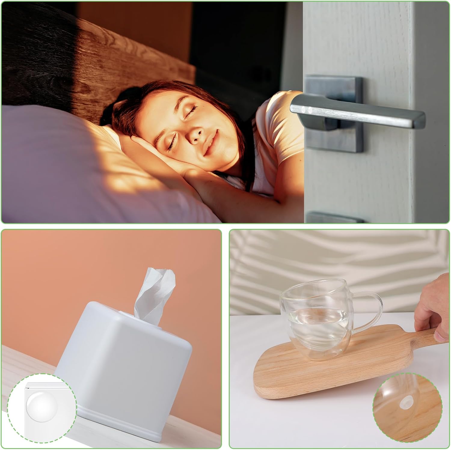 Clear Cabinet Bumpers, 204Pcs Self-Adhesive Cabinet Door Bumper Noise Dampening Bumper Pads Silicone Rubber Bumpers for Drawers Picture Frames Cutting Board Furniture Wall Protection 4 Sizes