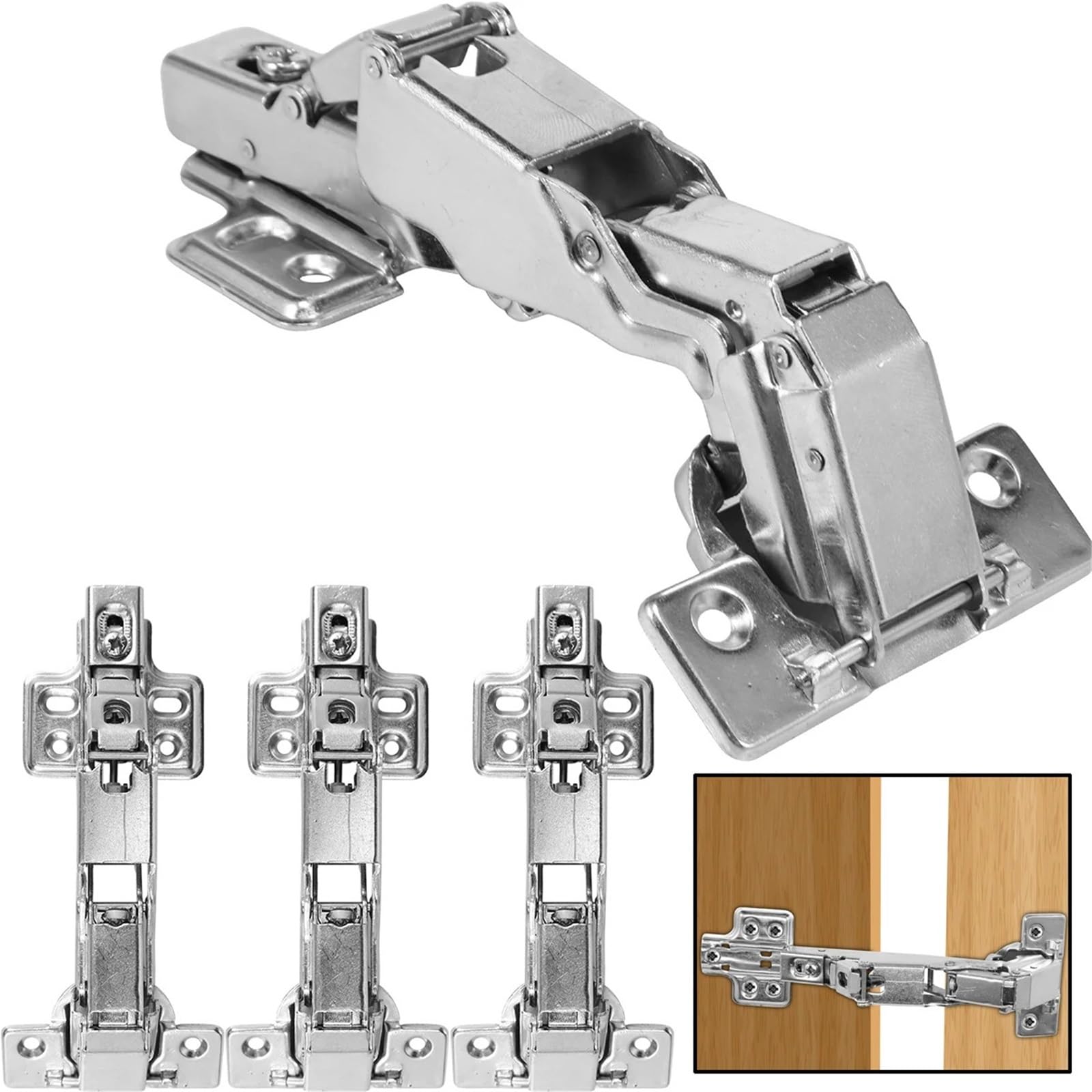 Bisagras 4 bisagras de gabinete 175 grados | Amortiguador hidráulico hidráulico Bisagras ocultas for muebles Amortiguadores ajustables