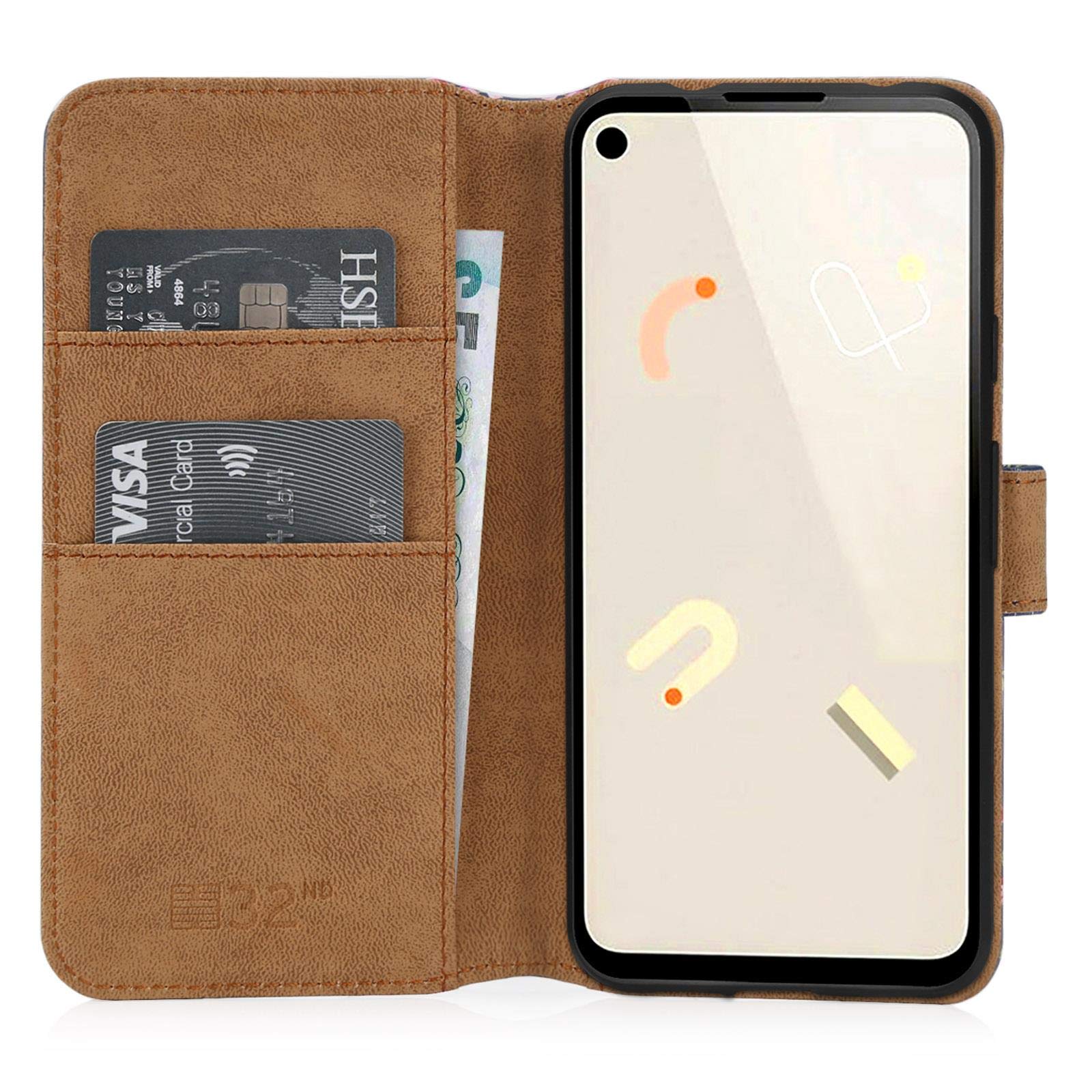 Ganbary Leder-Handyhülle Für Google Pixel 4A – Mit Kartenfächern, Magnetverschluss & Standfunktion, Schwarz