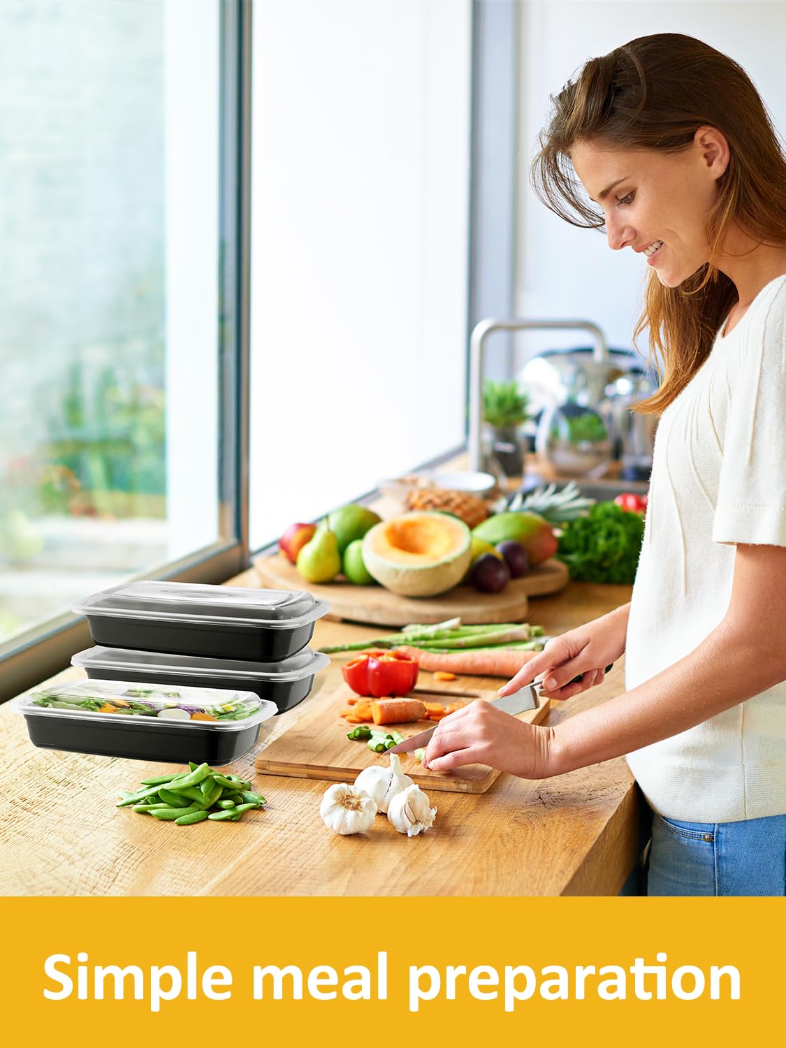NEEBAKE 60 juegos de recipientes de preparación de comidas de 28 onzas, recipientes de plástico reutilizables con tapas, se adapta a microondas, congelador y lavavajillas