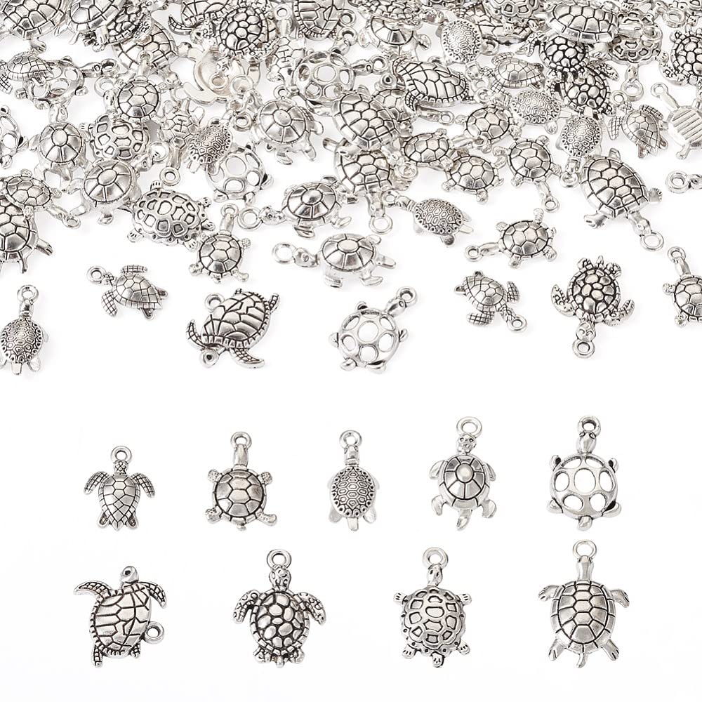 PandaHall 108pcs Turtle Charms Tibetan Style Sea Animal Tortoise Pendants for Bracelet Necklace Jewellery Craft Making โ image 1