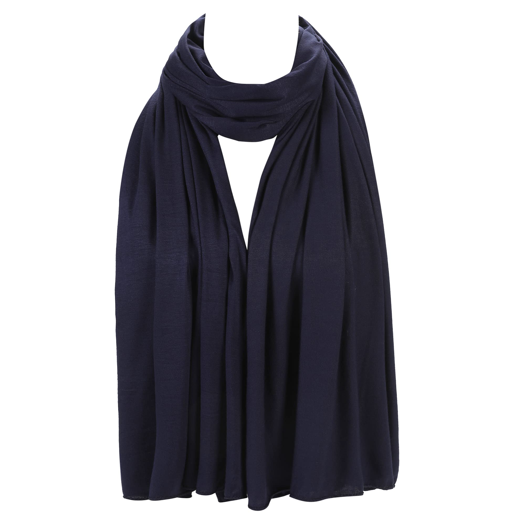 London Scarfs PREMIUM QUALITY JERSEY HIJAB SCARF SHAWL STRETCHY MAXI LYCRA WARM WRAP PLAIN (Navy)