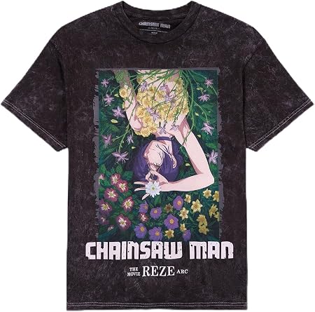 Hot Topic Chainsaw Man The Movie Reze Arc Flower Dark Wash T-Shirt Multi XL