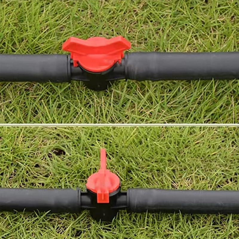 CTRICALVER 4 db Öntözőrendszer Szelep - 16 mm-es Csepegtetőrendszerhez - Vízáramlás Szabályozó és Elzáró Szelep - Fekete Műanyag Csatlakozó