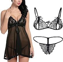 Xs and Os Combo Offer! Women Babydoll Nightwear Lace Bra Panty Lingerie Set