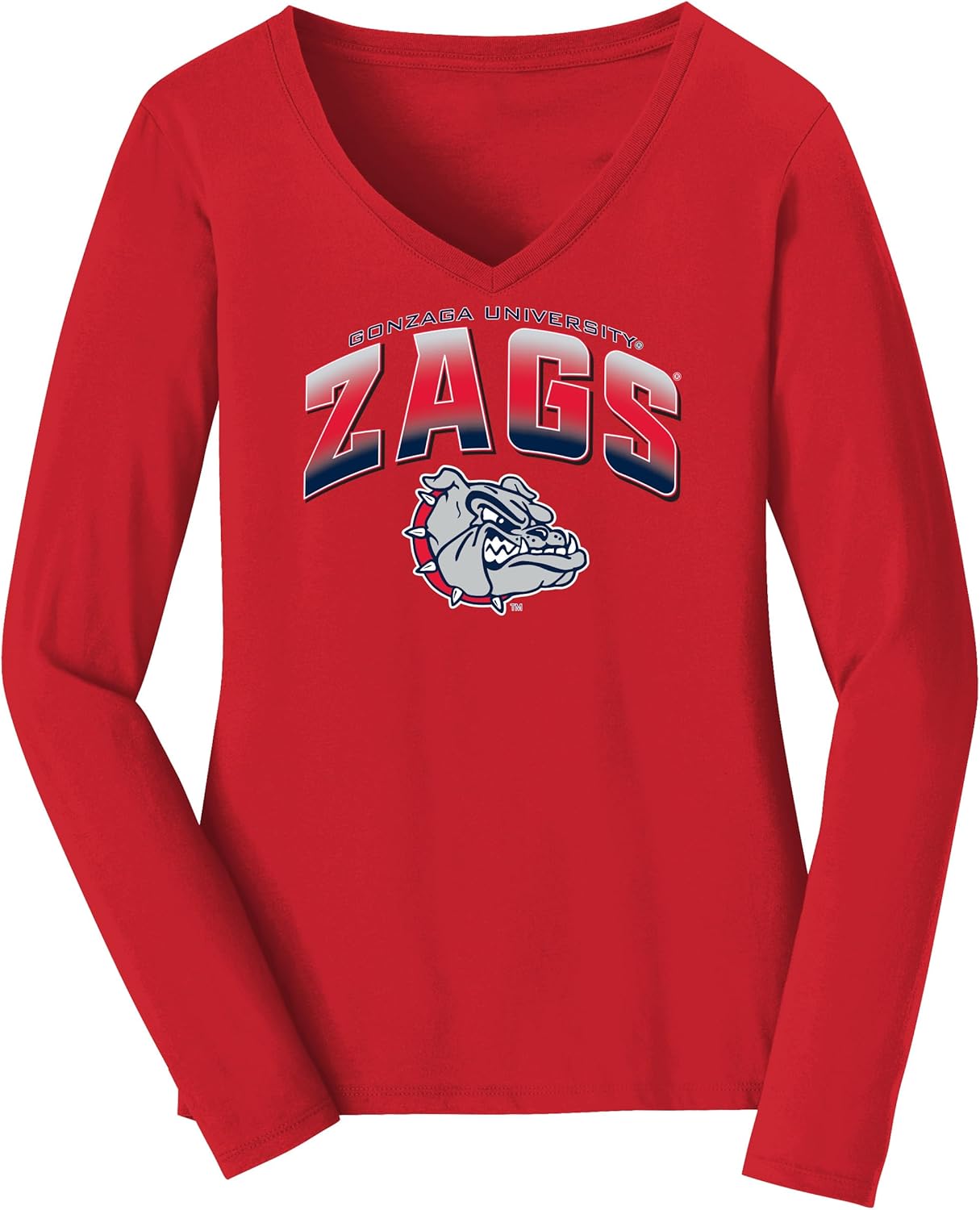 CornBorn Gonzaga Bulldogs Womens Long Sleeve V-Neck Shirts | Choose Your Design