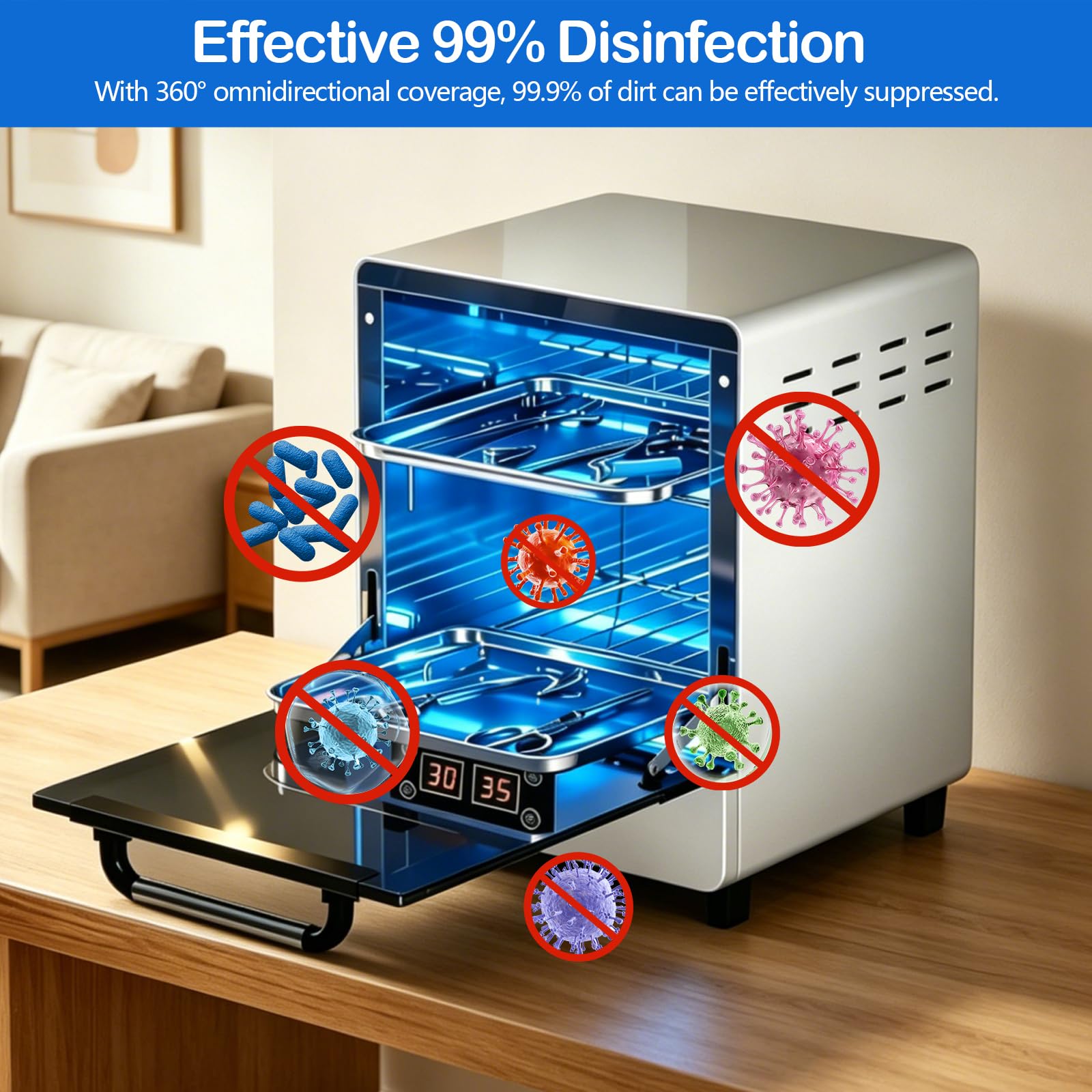 UV Heißluftsterilisator, 12L Sterilisator für Nagelwerkzeuge, UV Heißlufttrocknung 45-80°C, 0-60Min Digital Timer, Edelstahl Desinfektionsschrank für Nagelzubehör, Friseur, Kosmetikstudio