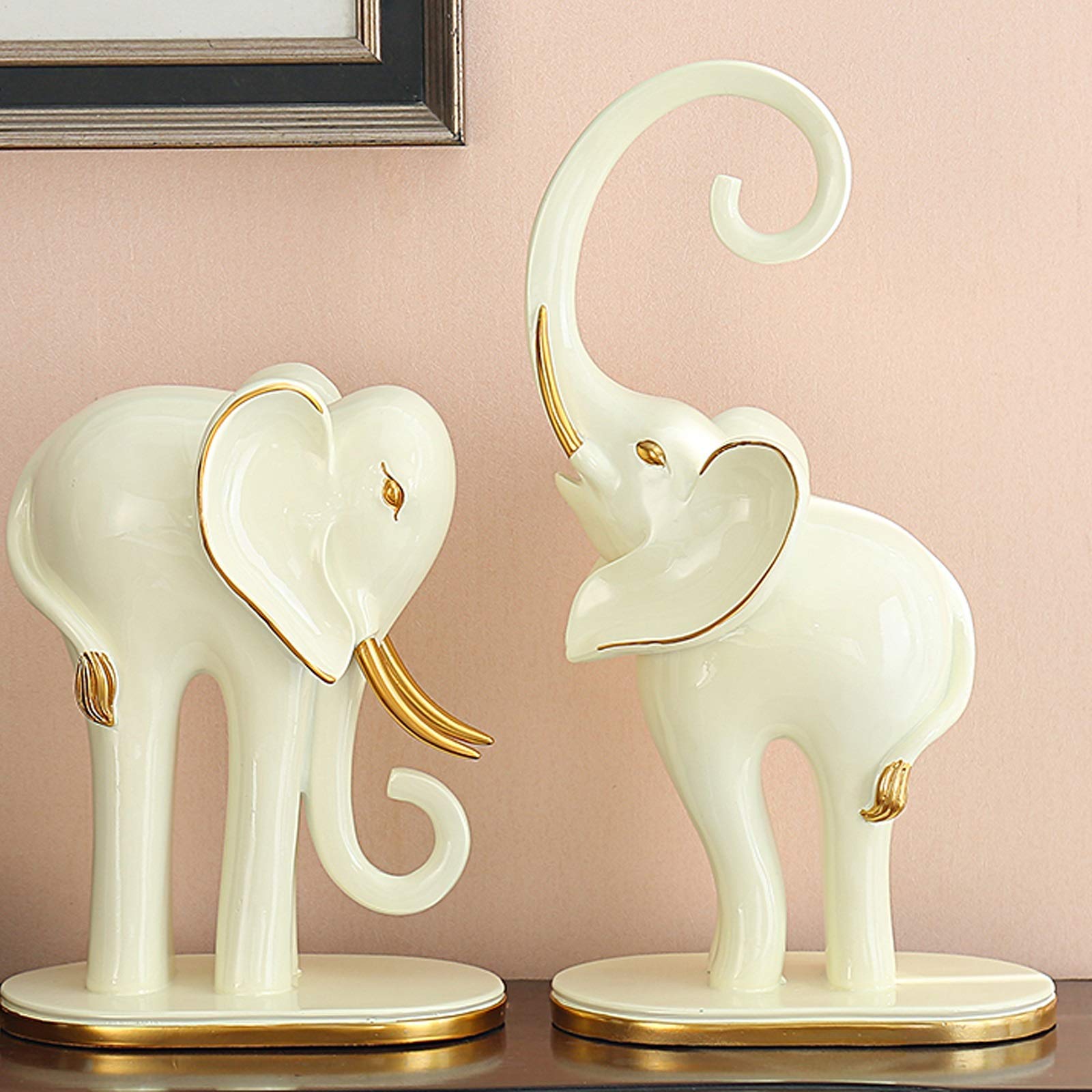 Statua ornamentale Statua scultura Una coppia di ornamenti di elefanti Portafortuna Ingresso Mobile TV Statua di elefante Artigianato Decorazioni per casa e ufficio Inaugurazione della casa Decorazio