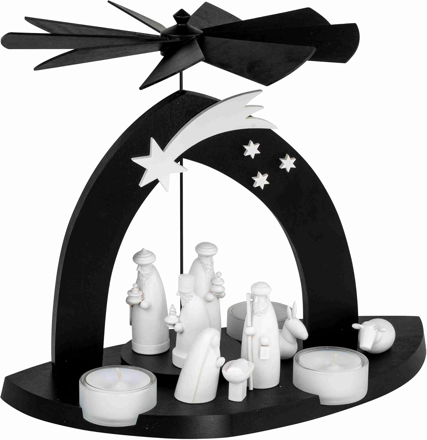 Seiffener Volkskunst Black Pyramid of Christ Birth with The Three Wise Men by Schalling