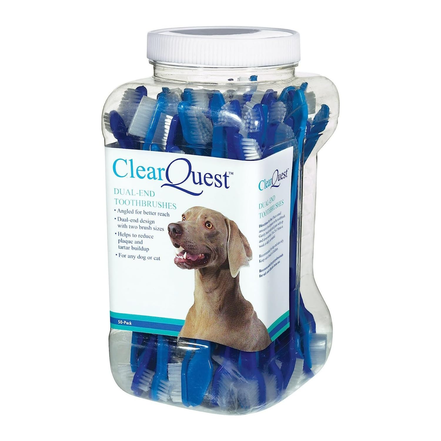 ClearQuest dual-end Pet Zahnbürsten, 9 Zoll, 50/Kanister, (Farben variieren)