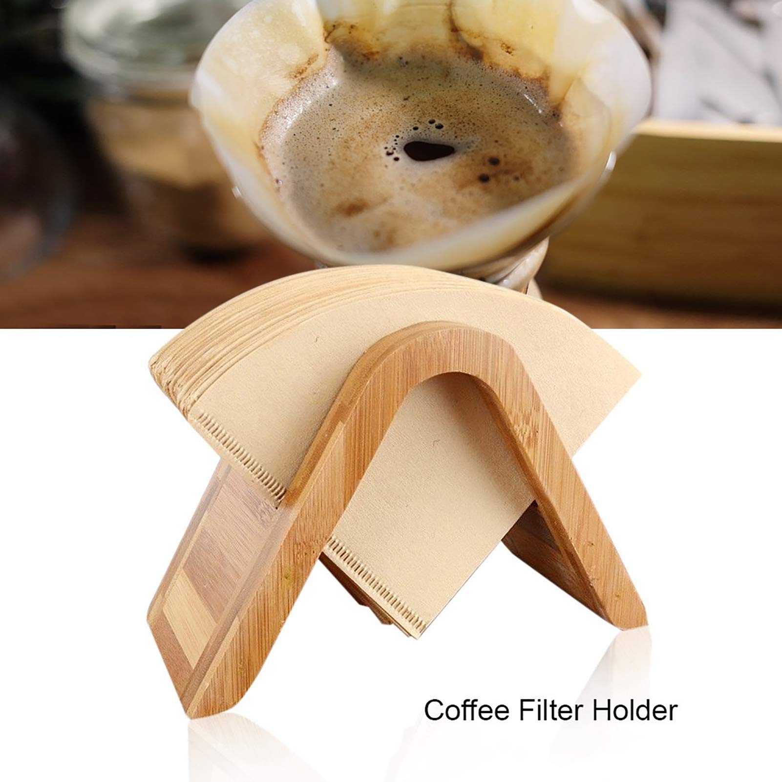 Wood Coffee Filters Dispenser Holder 100pcs 4 Size Filter Paper Holder Coffee Paper Storage Rack Coffee Filter Paper Container Stand - Image 4