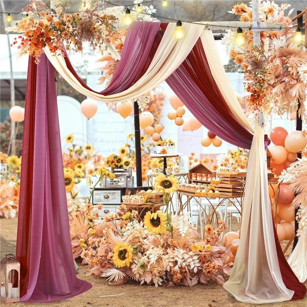 Tissu De Drapage D'arche De Mariage Semi-transparent, Décoration De Draperie En Mousseline De Soie For Toiles De Fond De Cérémonie Suspendues En Tulle, Idéal For Jardin Extérieur, Arrière-cour, Plage(