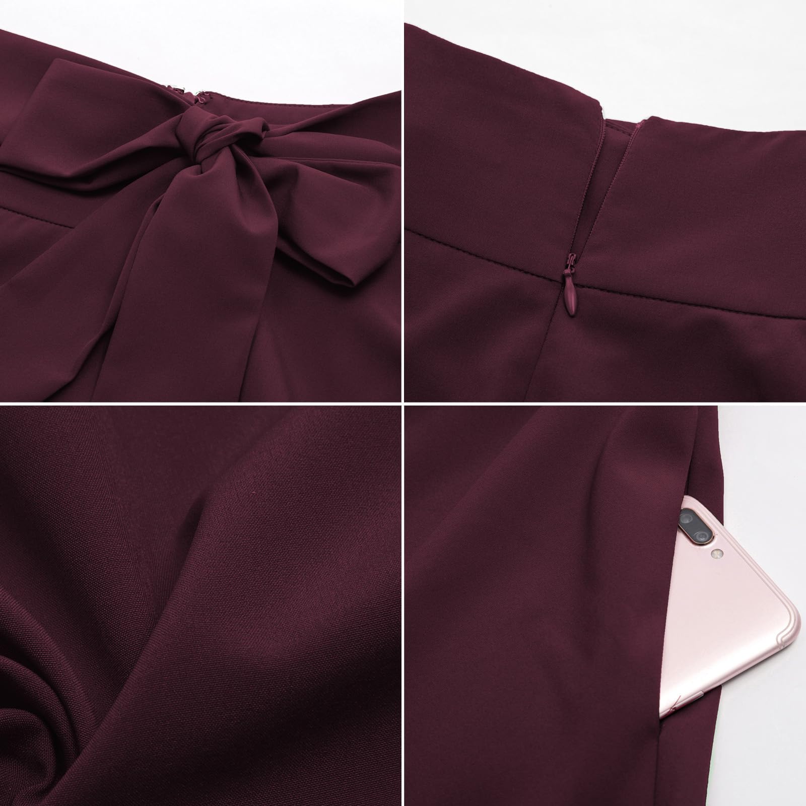 Belle Poque Damen Midi Röck 50er Knielang Rock mit Gürtel