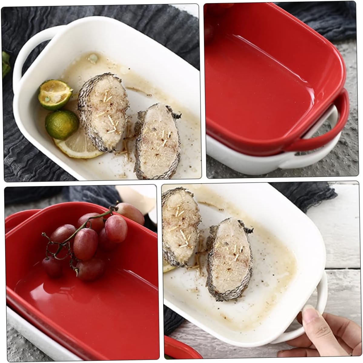 BESTOYARD 2Pcs Oval Ceramic Baking Tray Binaural Soup Plate Gratin Dish Heat Resistant for Long Term Use for Cheesecake Serving Dishes Kitchen