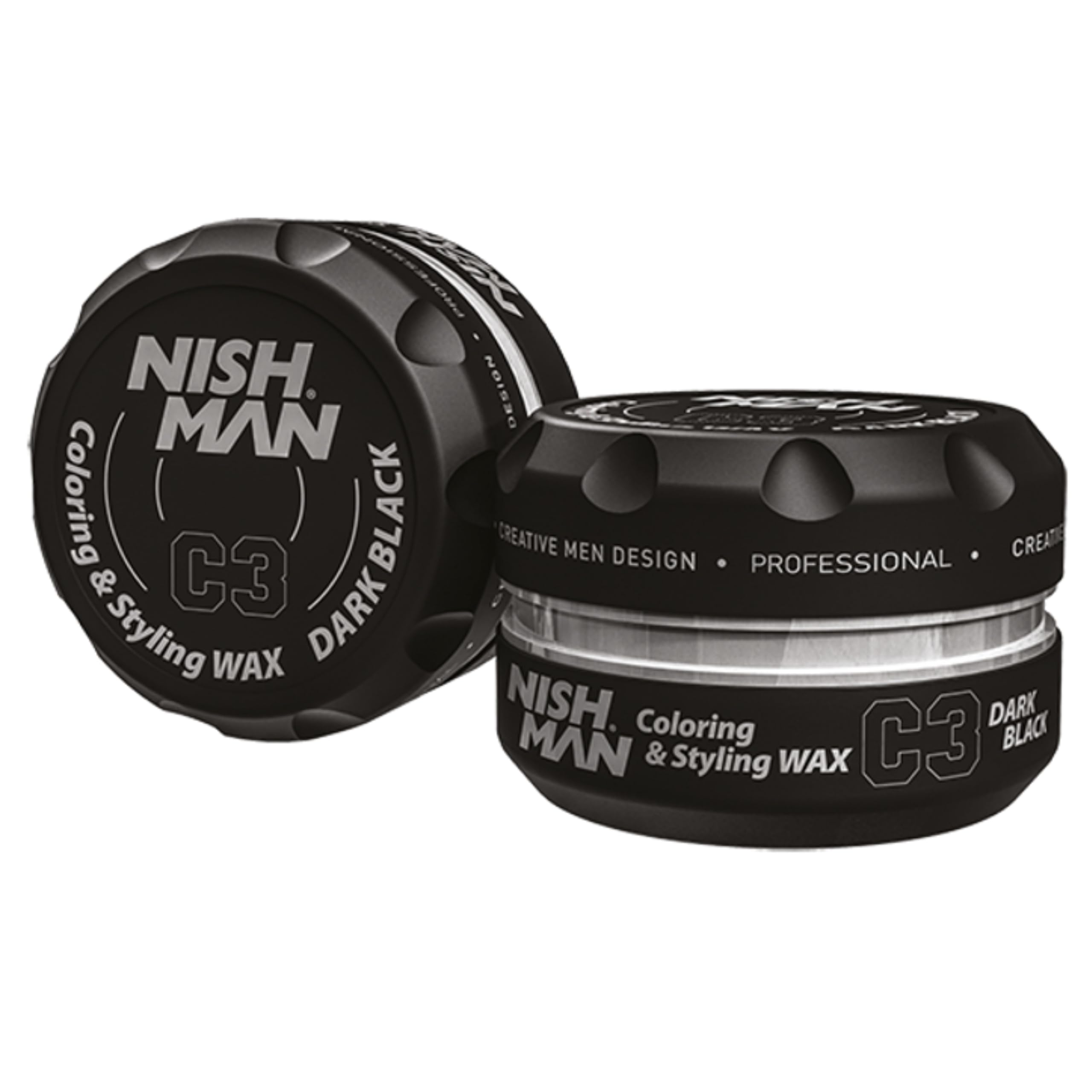 Hair Coloring Wax C3 - Dark Black 100g - Instant Temporary Coloring, Style and Hold for All Hair Types - Long-Lasting Hold and Shiny Finish - Color and Styling in One