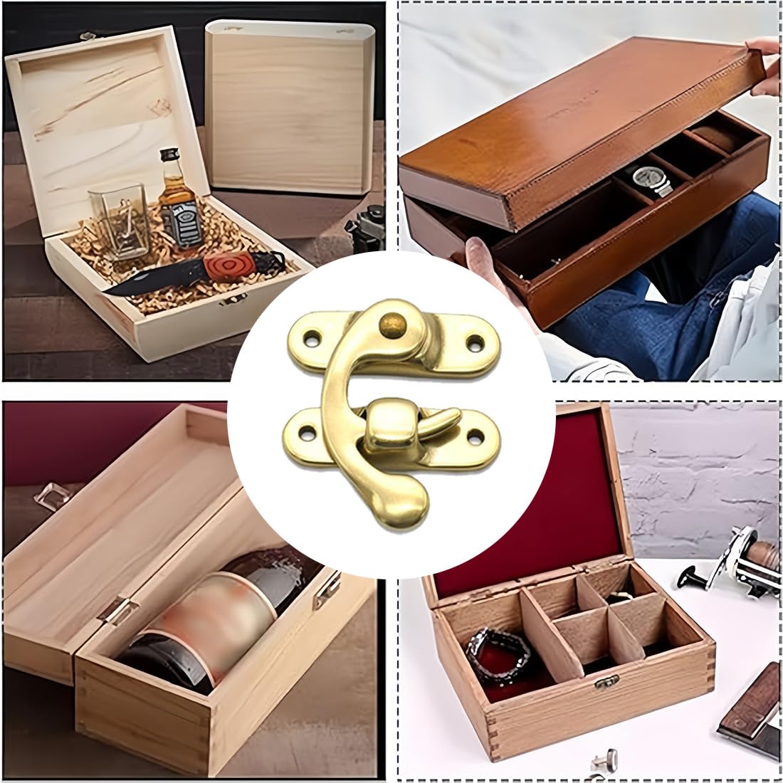 8 Pezzi Antico Hasp, Antico Hasp Gancio,Hasp Antico Legno,Gancio a Scatto Hasp,oro Scatola di Legno Hasp,Antico Hasp,Bronzo Hasp,Hasp Gancio,per Portagioie,Scatole Regalo,Scatola in Legno