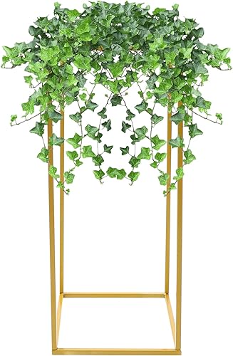 Miniatura 1 de 2 piezas de mesa de metal para mesas de boda, plantas, jarrón dorado alto, columna geométrica de flores para decoración de bodas, fiestas, eventos