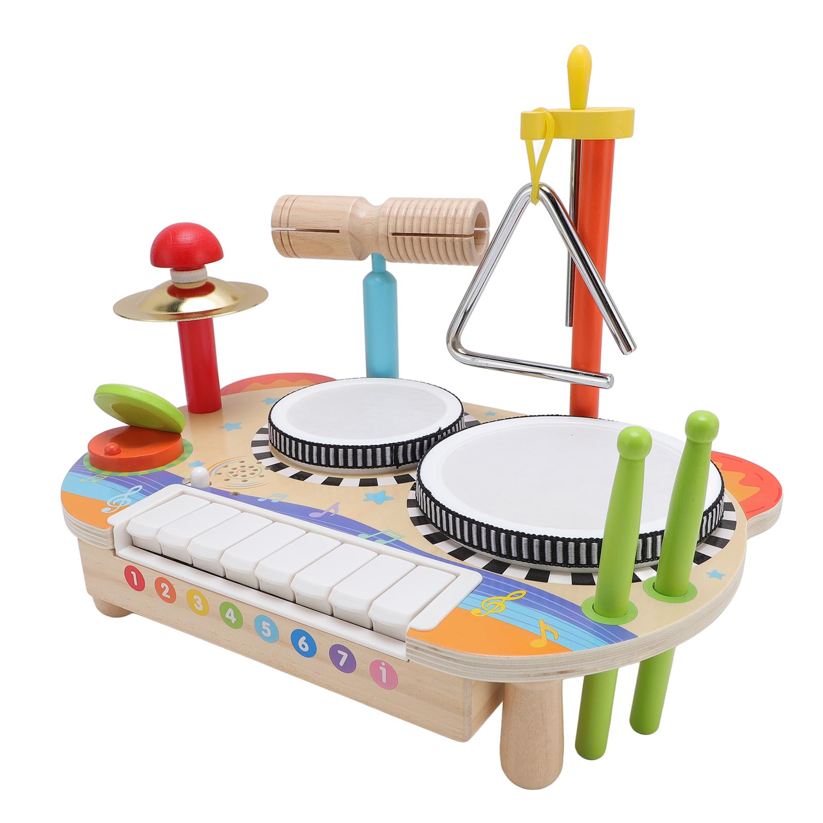 Naroote Instrumentos Musicales de Madera para Niños Pequeños, Batería para Niños, Instrumentos de Percusión, Piano, Juguetes Musicales Educativos para Pequeños, Regalos de Cumpleaños, Aprendizaje