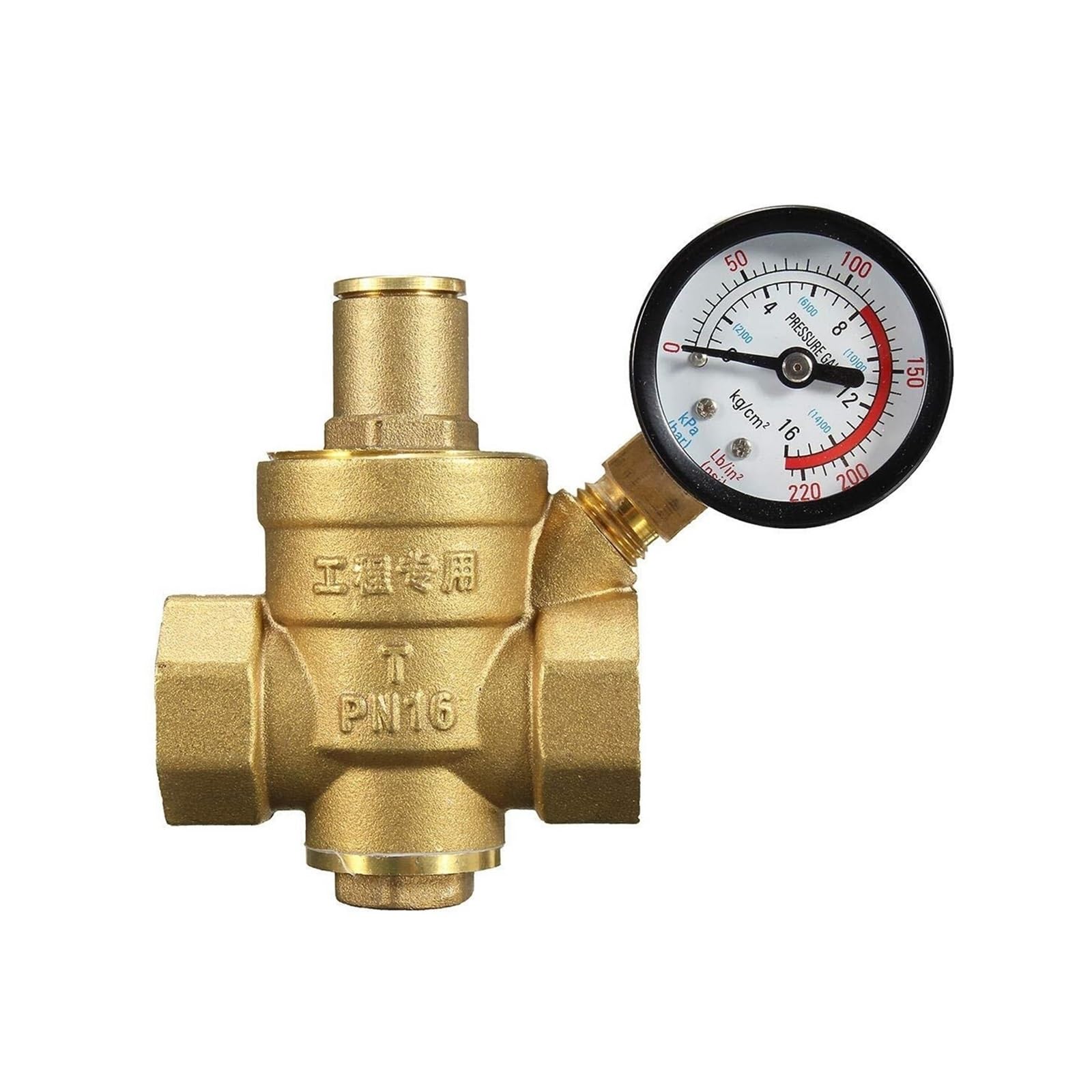 Régulateur de pression d'eau NPT laiton 1,9 cm avec manomètre de contrôle