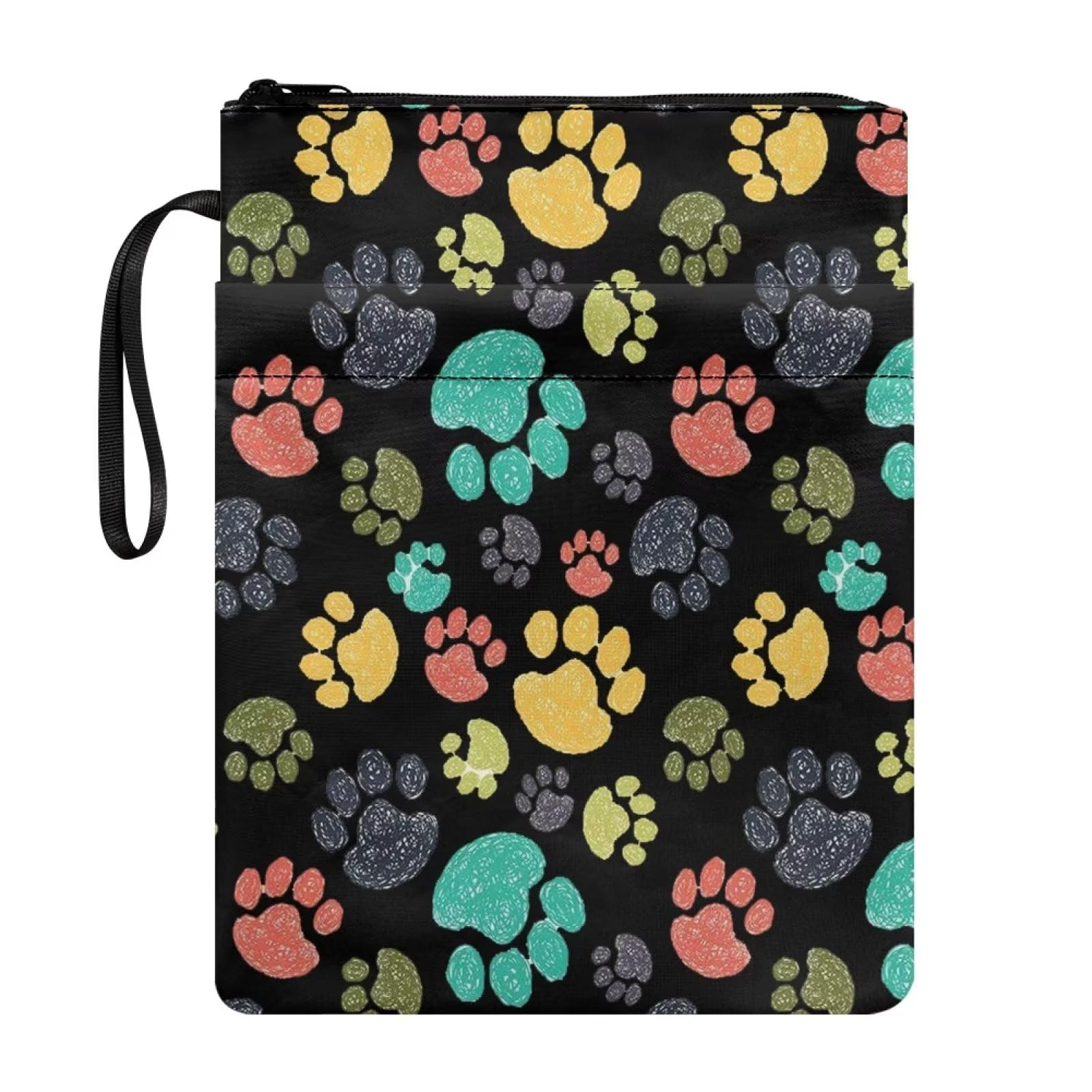 Xoenoiee Colored Dog Paw Print Book Sleeve for Book Lovers Book Covers Book Protector with Zipper Washable Fabric for Teen Adult Book Lover Teacher Student — image 1