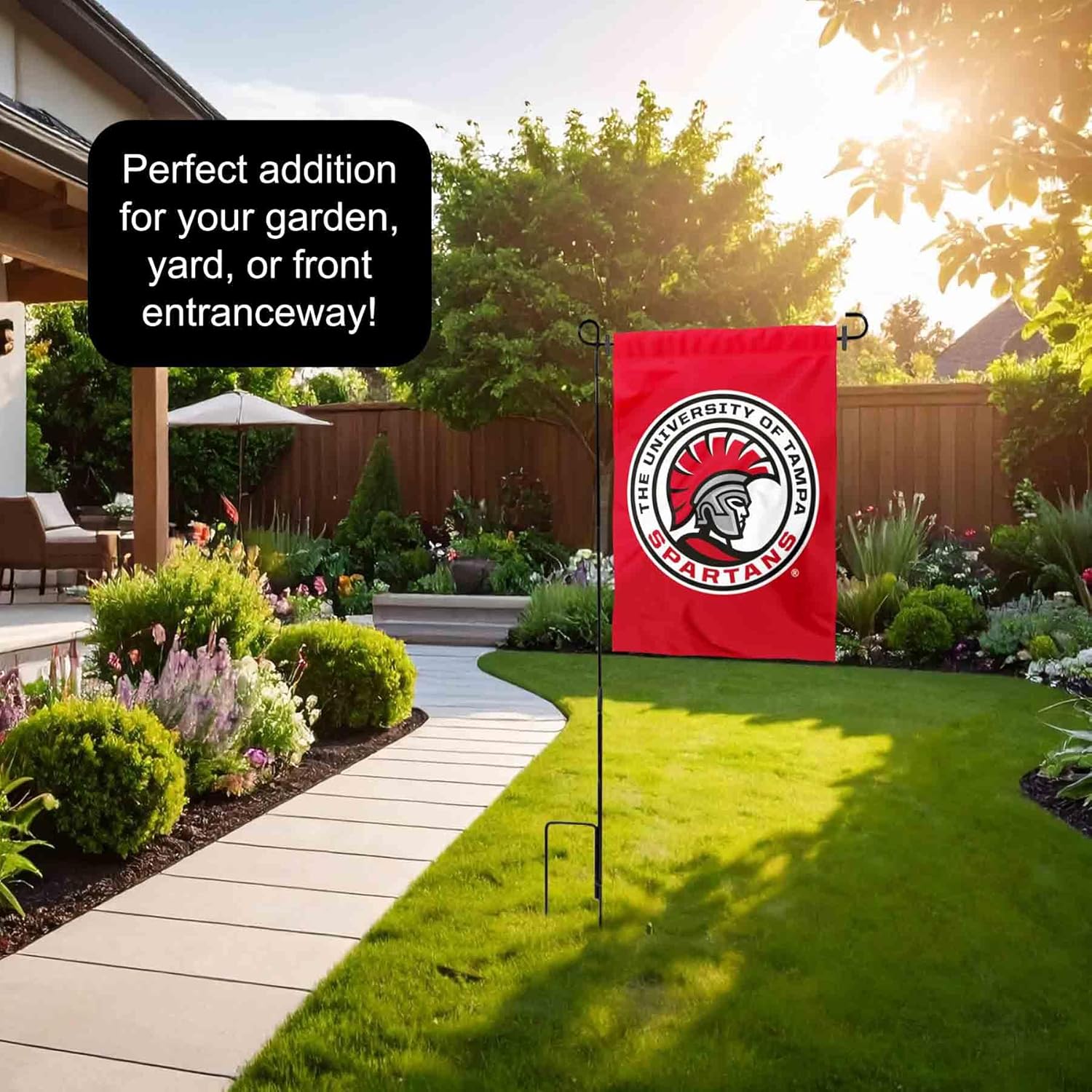College Flags & Banners Co. Tampa Spartans Garden Flag with Pole Stand Holder - Image 4