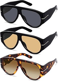 YMRFW Oversized Retro Aviator Sunglasses for Women Men Trend 70s Thick Classic Vintage Style Sun Glasses