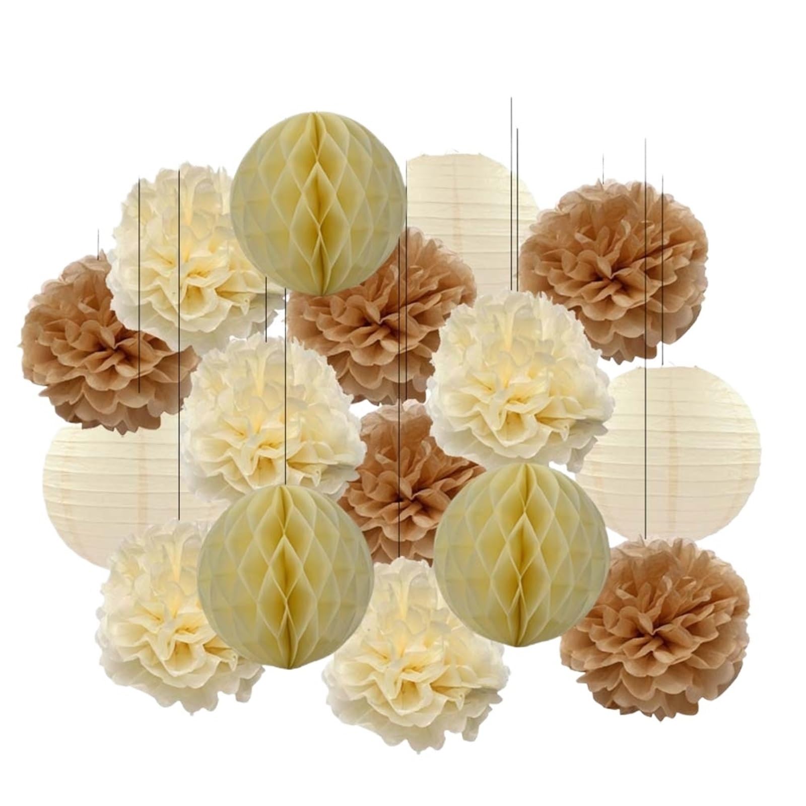 Papier Pompoms Deko Junge Mädchen Geburtstag Party Favor Gelb Set Falten Runde Papier Laterne Hochzeit Taufe Decor DIY Tissue Pompom(Beige Khaki,12inch(30cm))