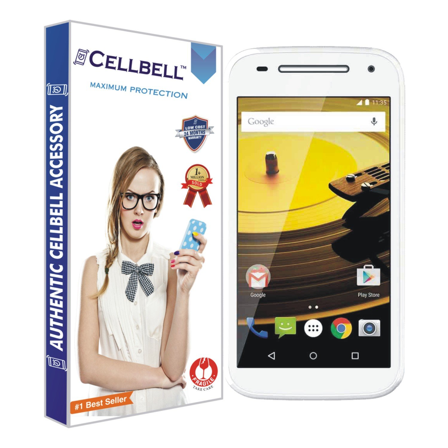 CELLBELLShatterproof, Glossy-Finish Screen Protector for Motorola Moto E2 - Transparent