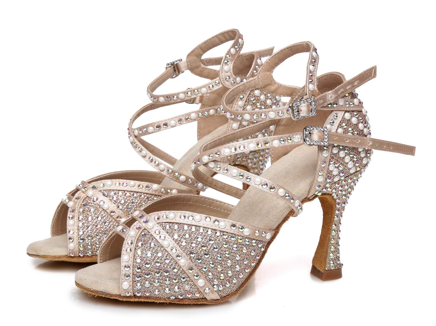 Zapatos Baile Mujer Latino Boda Fiesta Vestir Sandalias con Cuentas L388