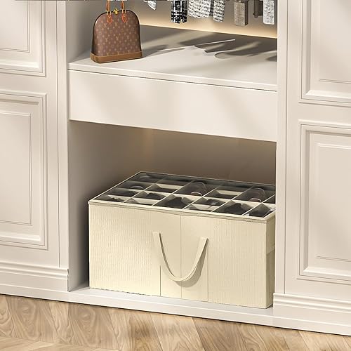 Miniatura 7 de Aokeyee Organizador de zapatos para armario, paquete de 2 cajas grandes de almacenamiento de zapatos para hasta 24-48 pares, organizador de zapatos