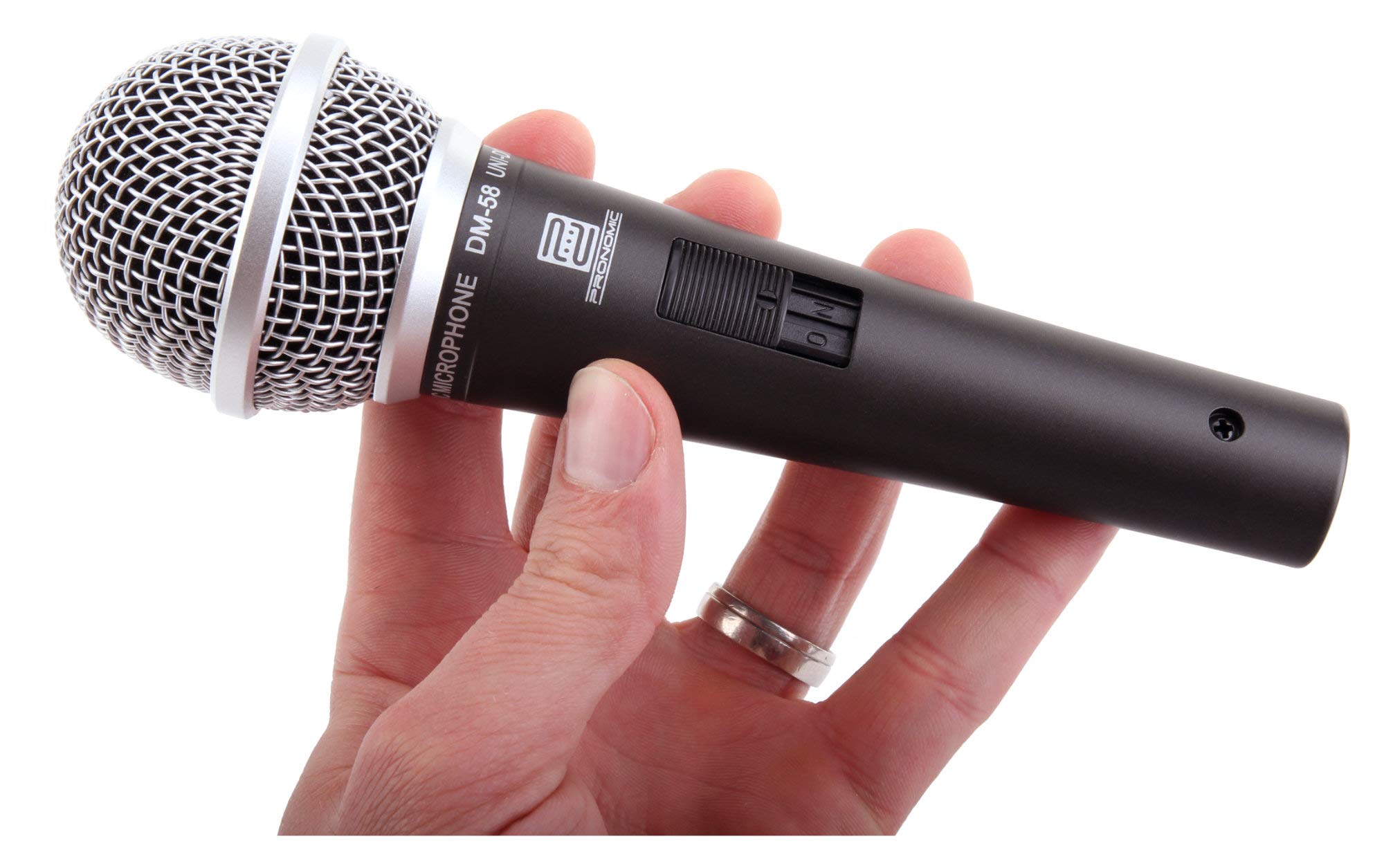 Pronomic DM-58 Microfono Vocale con Interruttore Starter SET incl. Supporto | Microfono universale per voce e canto, Adatto anche per la ripresa di strumenti, Suono estremamente bilanciato, Peso: 260 g