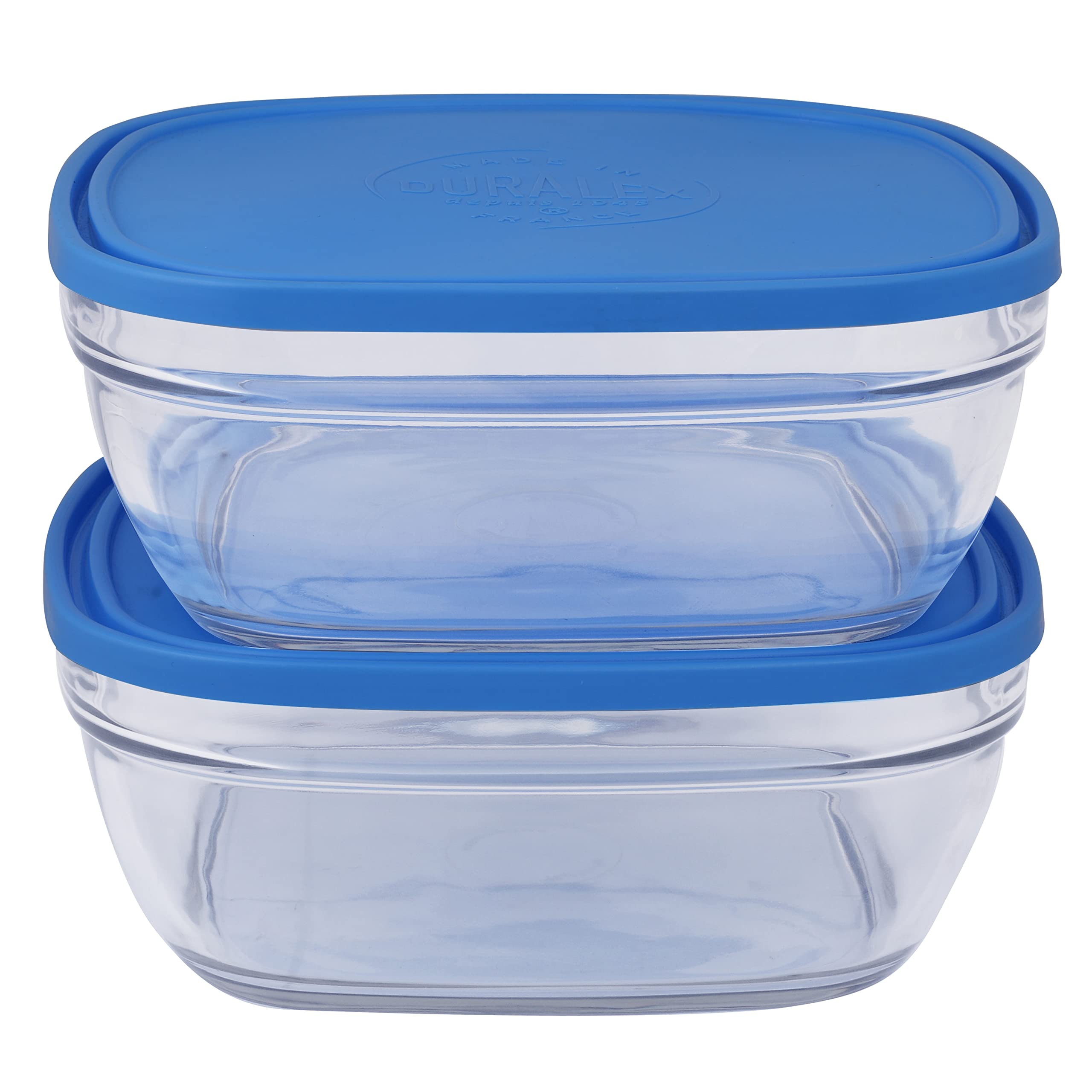Duralex Freshbox Clear Square with Blue Lid 3.1 ltr Pack of 2 1