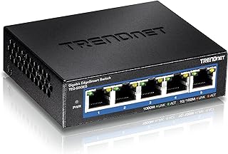 TRENDnet 5-Port Gigabit EdgeSmart Switch, TEG-S50ES, 5 x Gigabit Ports, 10Gbps Switch Capacity, Ethernet Network Desktop Switch, Managed Smart Gigabit Switch, Metal, Fanless, Lifetime Protection,Black