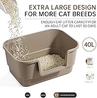 Vista 4 de Caja de arena para gatos con alfombrilla de arena y cuchara, cajas de arena cerradas de pared alta para gatos antifugas, caja de arena cubierta