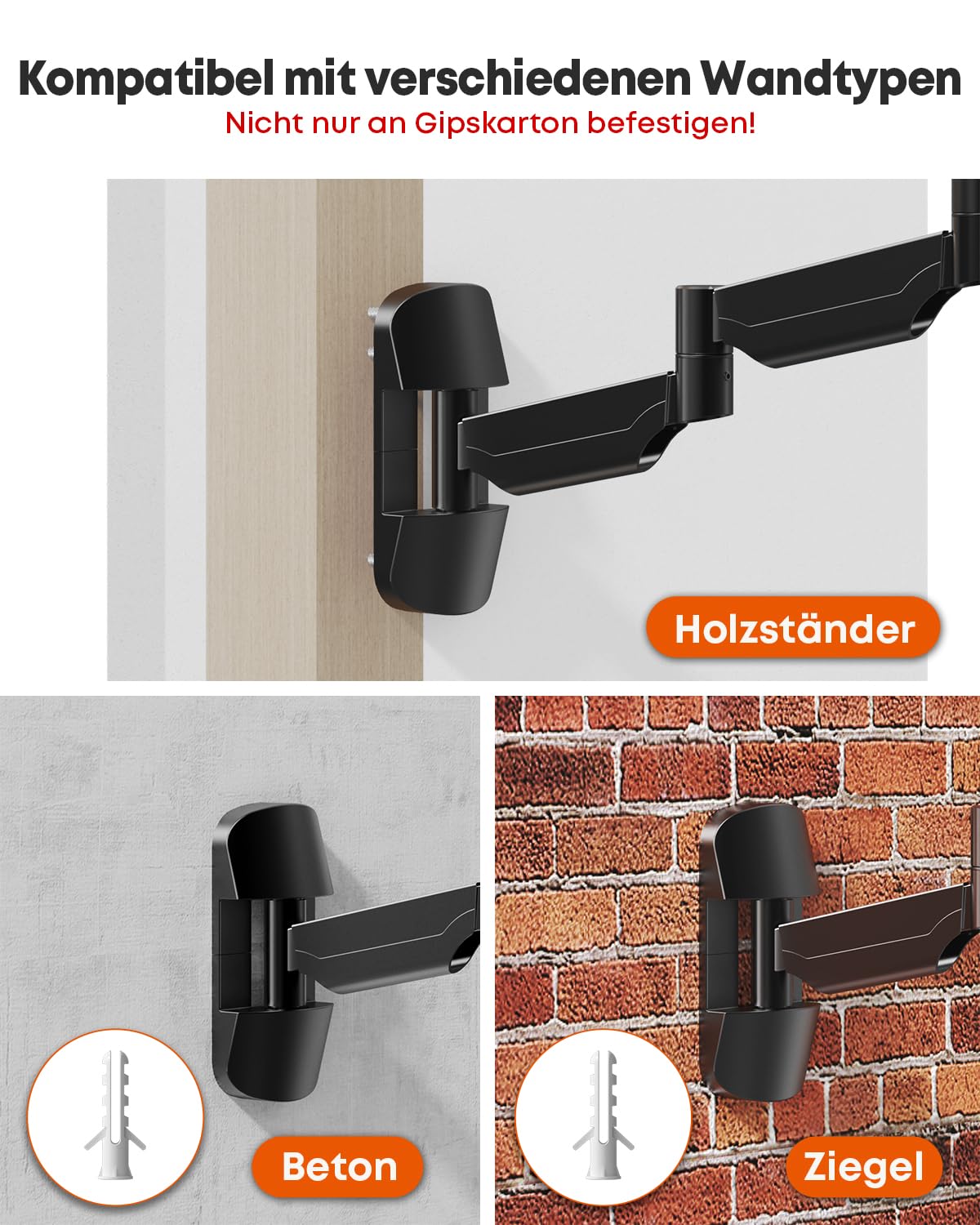 Extra Langes Wandhalterung Tastaturablage 65,4cm – Vollbewegliche Schreibplattform mit Gasfederarm, Schwenkbar & Höhenverstellbar, Tragfähigkeit bis 9 kg, Schwarz