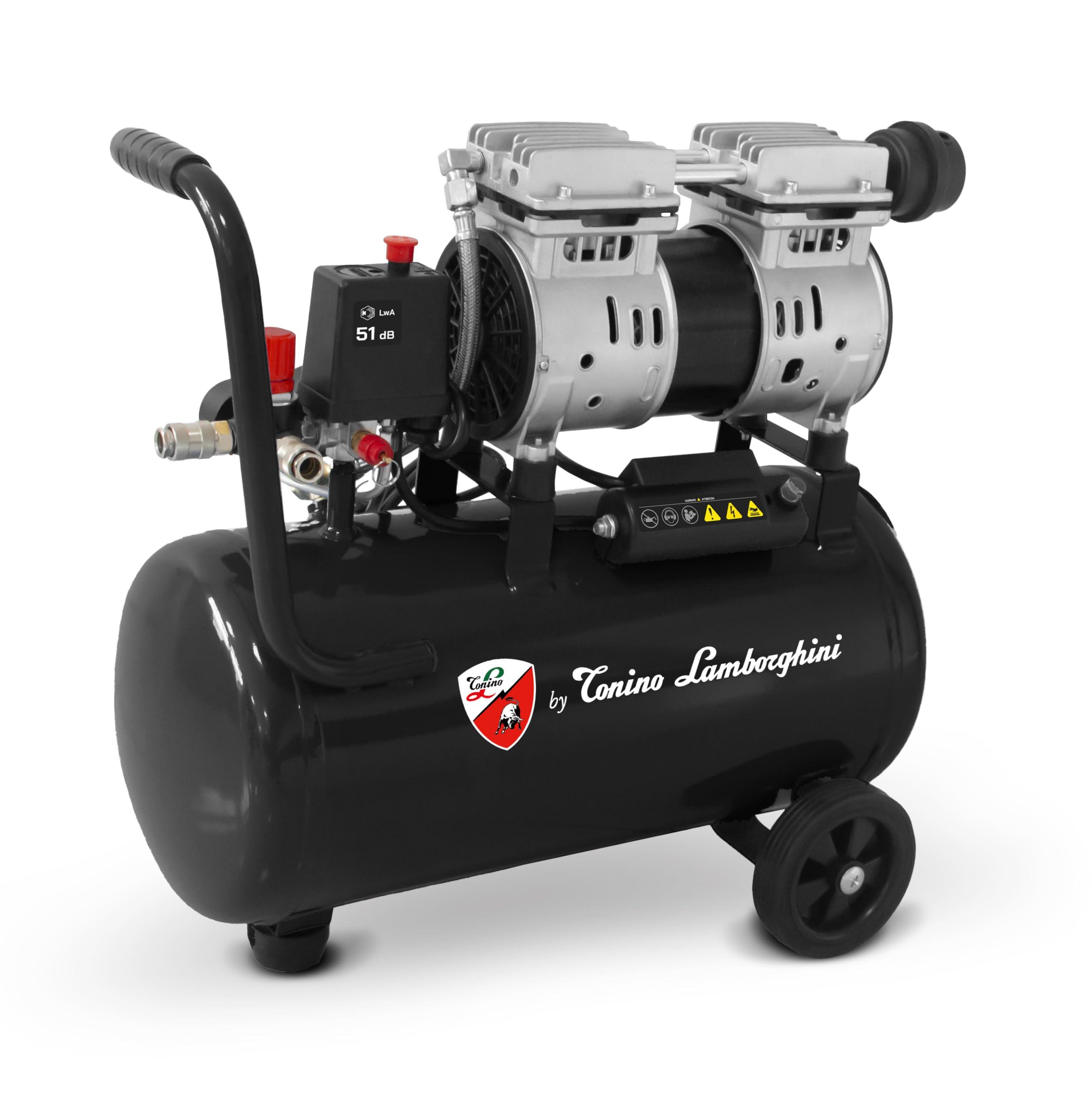 by Tonino Lamborghini GM - Compresor de Aire Eléctrico Silencioso 24L 1HP 8 Bar