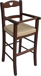 Ok Affarefatto Maddaloni Sediolone Sgabello Sedia Seggiolone Bimbo Lusso in Legno Noce Scuro con Seduta finta pelle Beige Imbottita già Montato