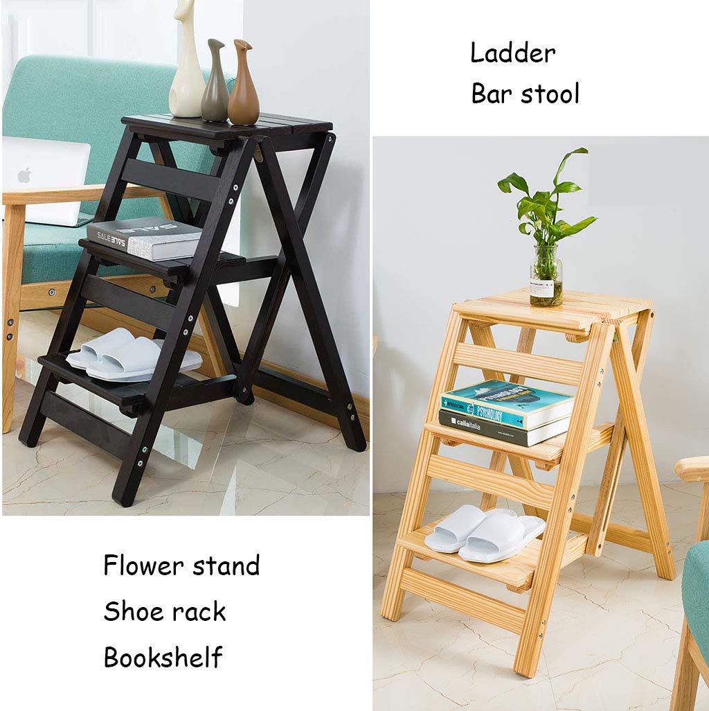 Sgabello A 3 Gradini In Legno - Scaletta Pieghevole - Sgabello - 310 Kg - Gradini In Legno Massello Di Hevea - Scala Pieghevole - 76 Cm Di Altezza | Leroy Merlin