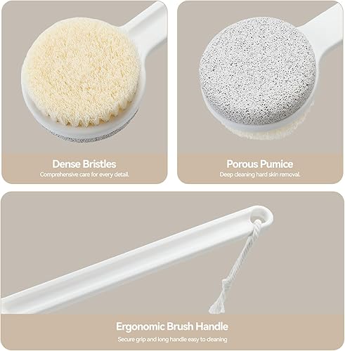 Miniatura 2 de Piedra pómez para pies, 2 en 1 para cepillado húmedo o seco, removedor de piel muerta, cepillo de limpieza de pies de mango largo para personas