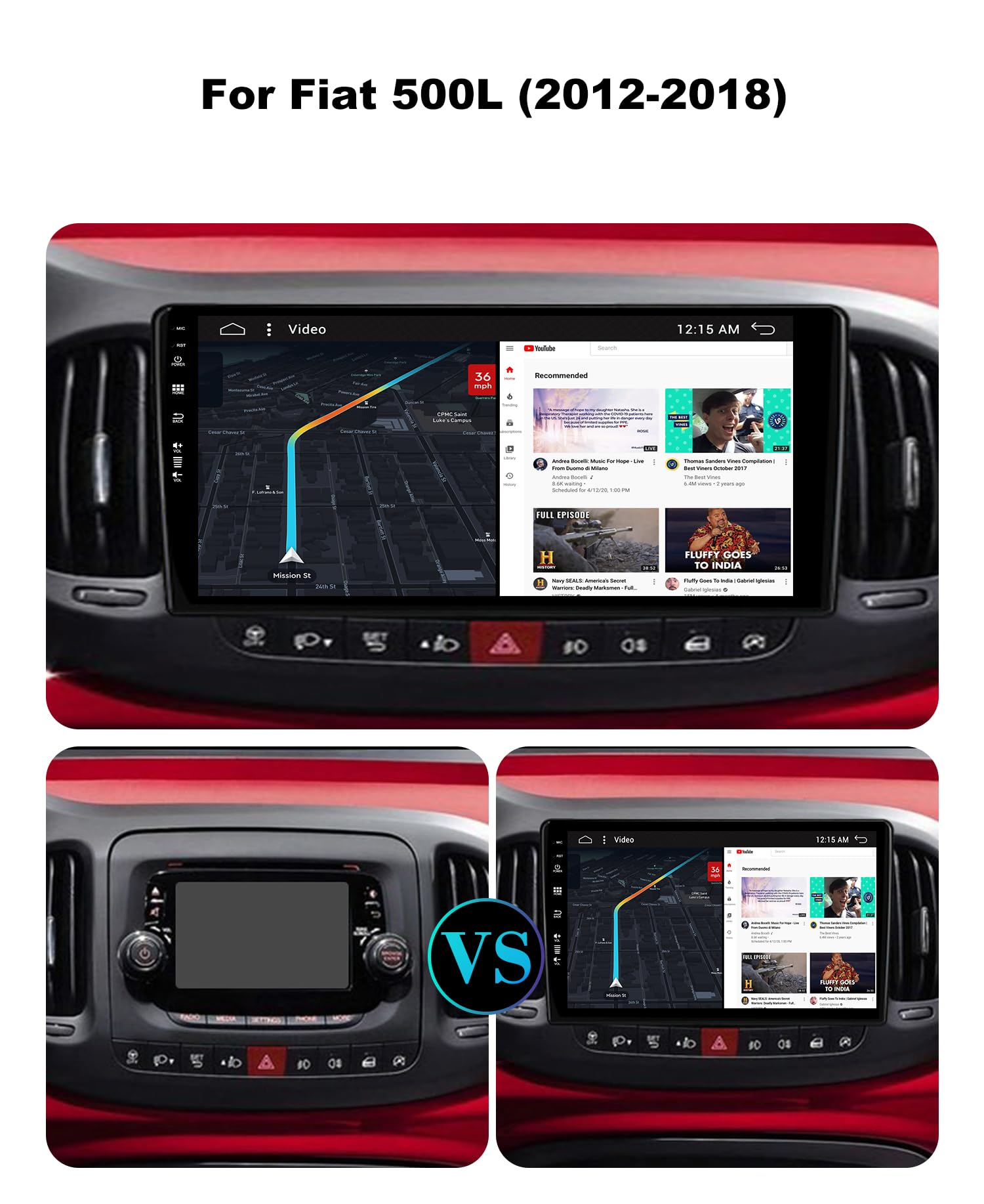 SXAUTO Android 16 - [6G+128G] - IPS Autoradio pour Fiat 500L (2012-2016) - sans Fil Carplay/Android Auto/DSP - LED Caméra + MIC - 10.1 Pouce 2 Din - Dab Volant 360-Camera Fast-Boot AHD WiFi