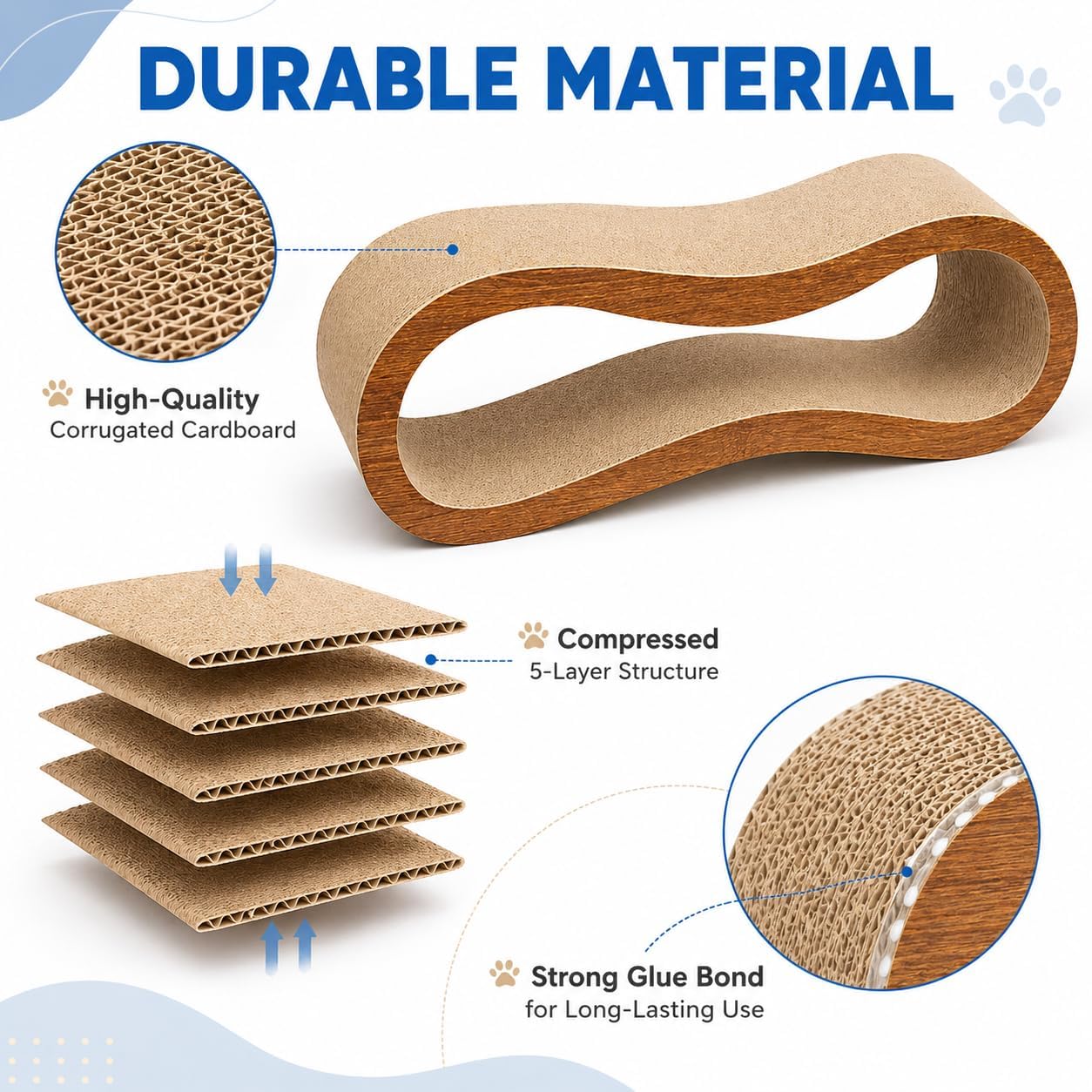 2 in 1 Cat Scratch Pads, Large Scratcher Board for Scraching & Napping, 100% Recyclable&Reversible Cat Scratchers for Indoor Cats Scratching Pad Couch Lounger Cardboard