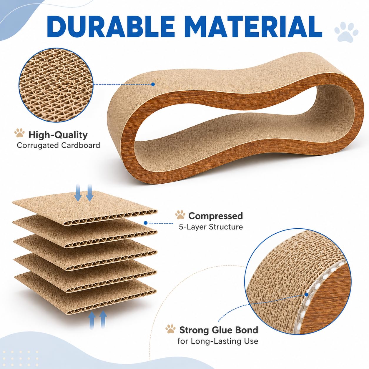 Simple Deluxe Tiragraffi 2 in 1 in cartone, grande, per scraching e pisolino, 100% riciclabile e reversibile, orizzontale, per gatti, 70 x 24 x 22,50 cm