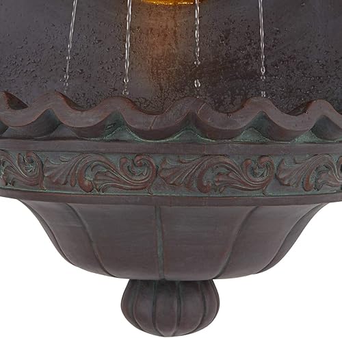 Miniatura 32 de San Pablo - Fuente de pared decorativa italiana de 33 pulgadas de alto para interiores y exteriores, fuente de pared de resina gris, función de agua