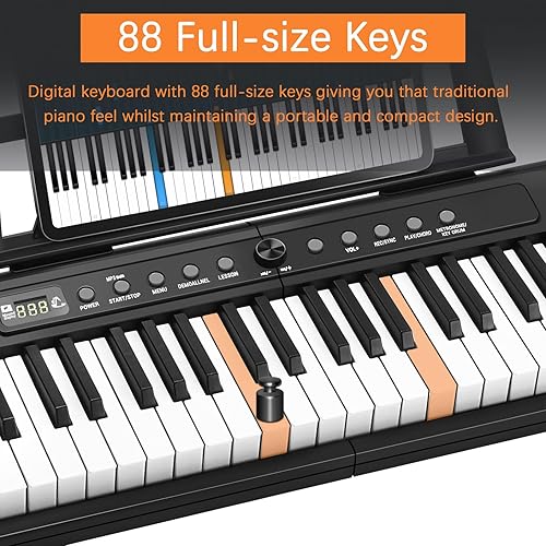 Miniatura 3 de Piano digital de 88 teclas de tamaño completo con teclado electrónico semipesado con soporte de música, fuente de alimentación, pedal de