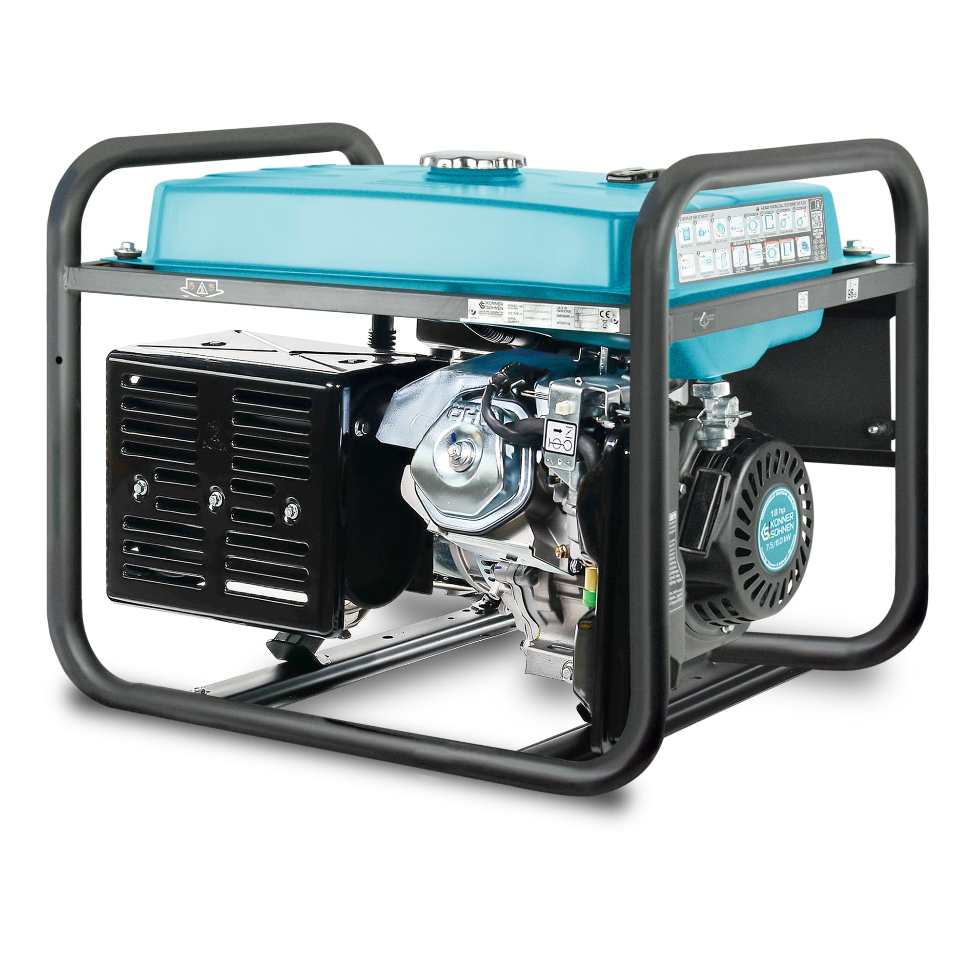 Generatore di corrente Könner & Söhnen KS 10000E ATS - generatore benzina Motore 4 tempi con avviamento elettrico, regolatore automatico di tensione 230V, alimentazione automatica di emergenza, 8KW